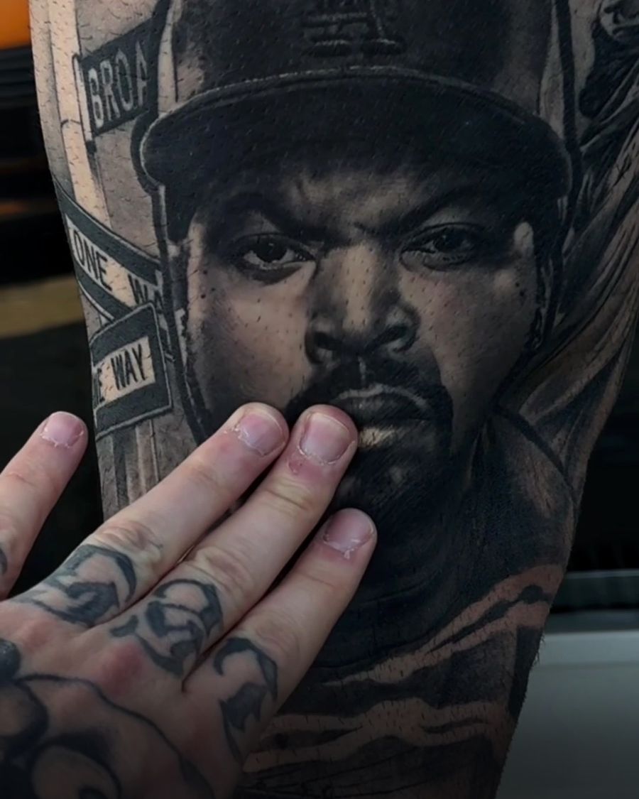 Healed hip hop legends black and grey leg sleeve