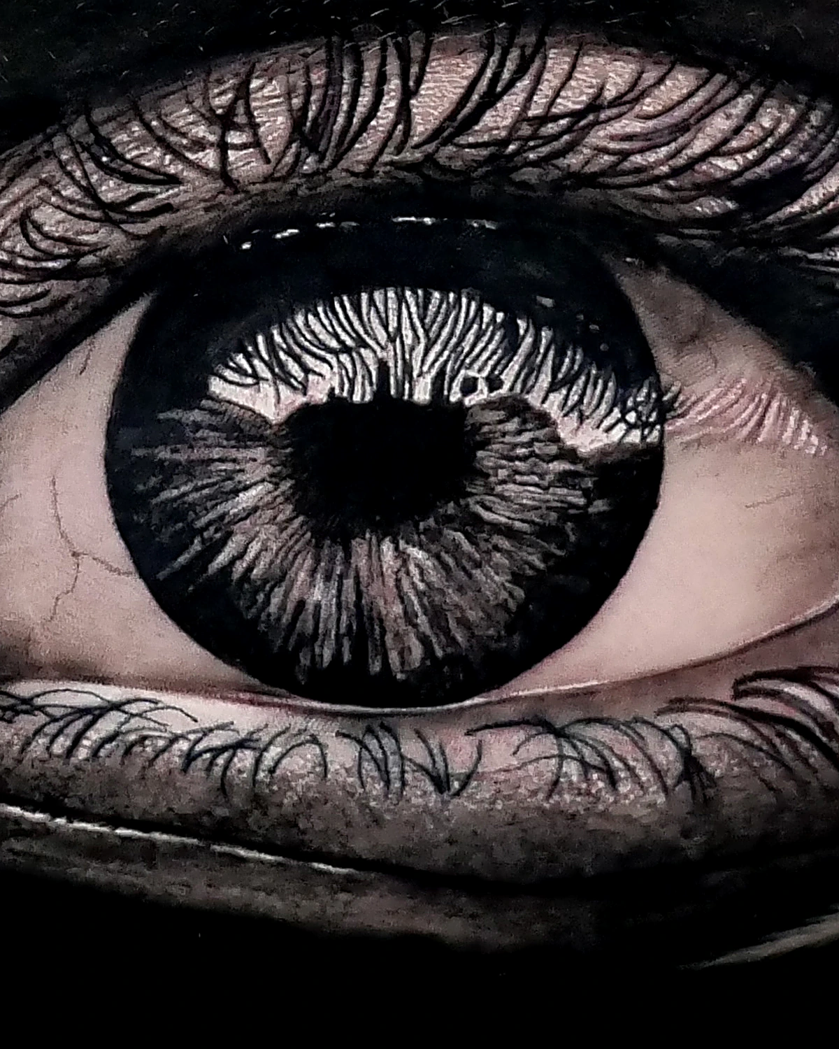 Macro detail of the realism eye tattoo